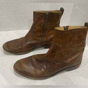 Frye Men's Brown Leather Side Zip Boots size 10D